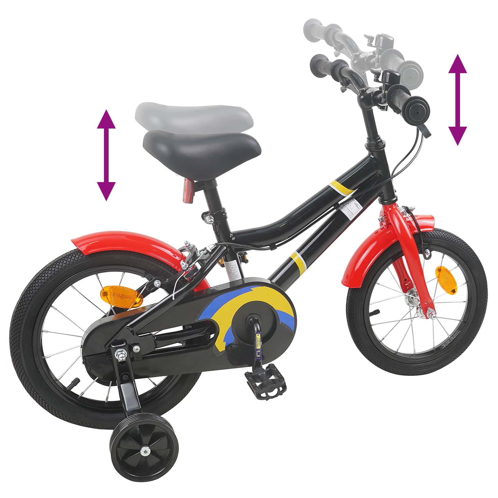 Kinderfahrrad 12 Zoll für 2-4 Jahre alt Schwarz Rot