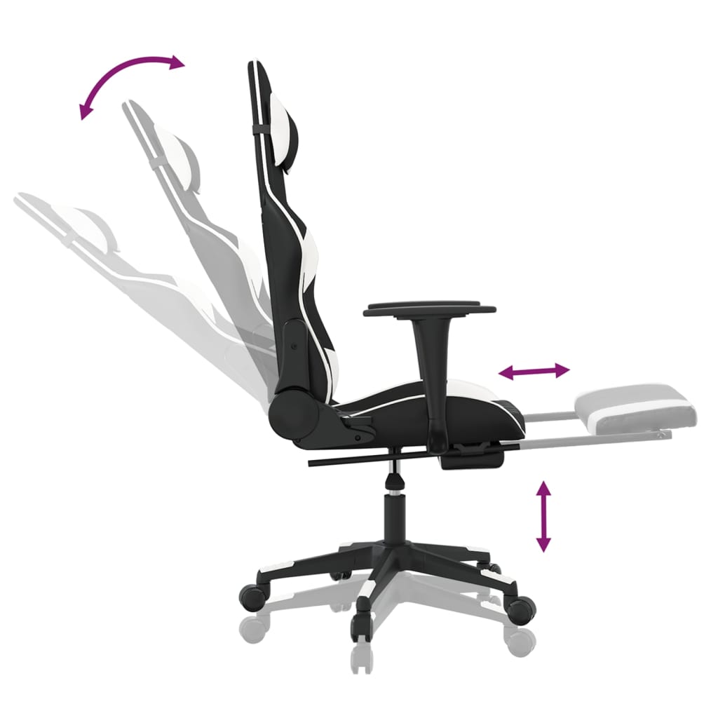 Gaming-Stuhl mit Massagefunktion Schwarz und Blau Kunstleder