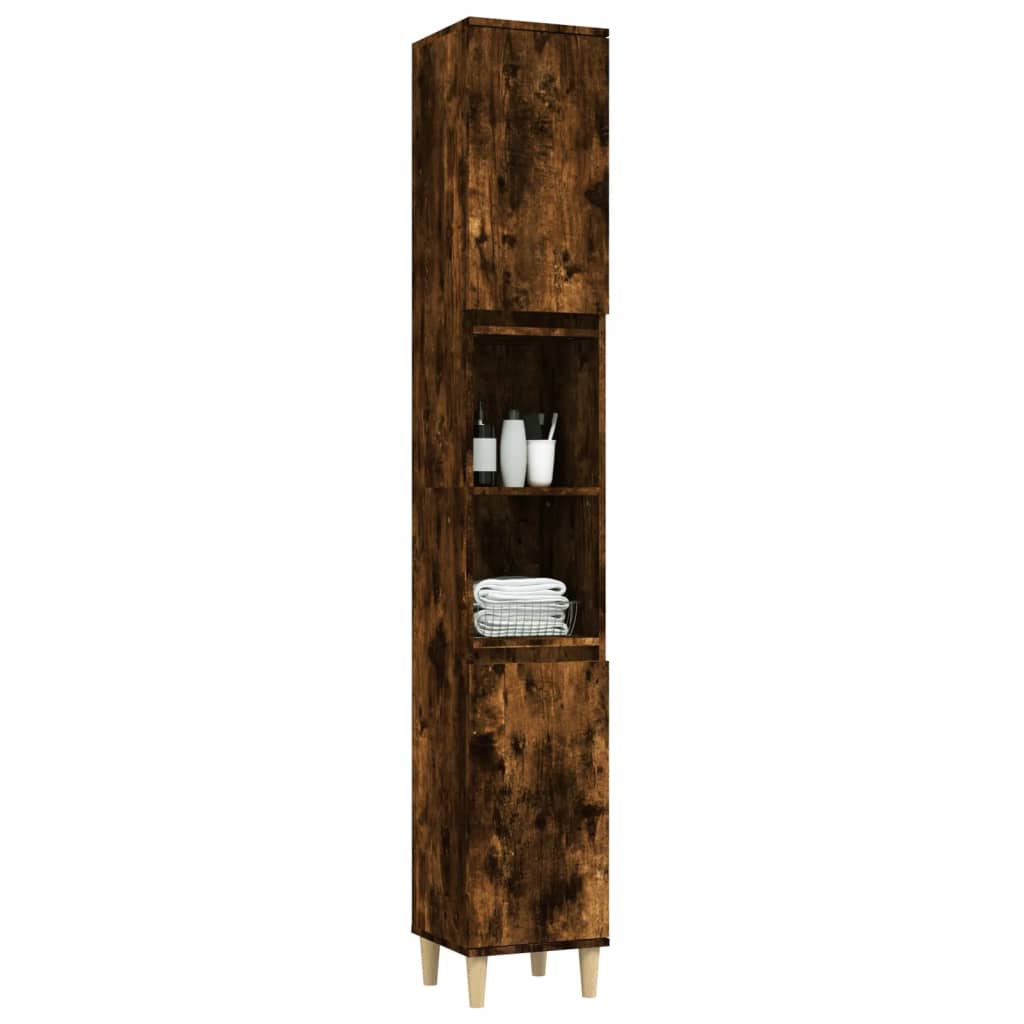 Badschrank Weiß 30x30x190 cm Holzwerkstoff