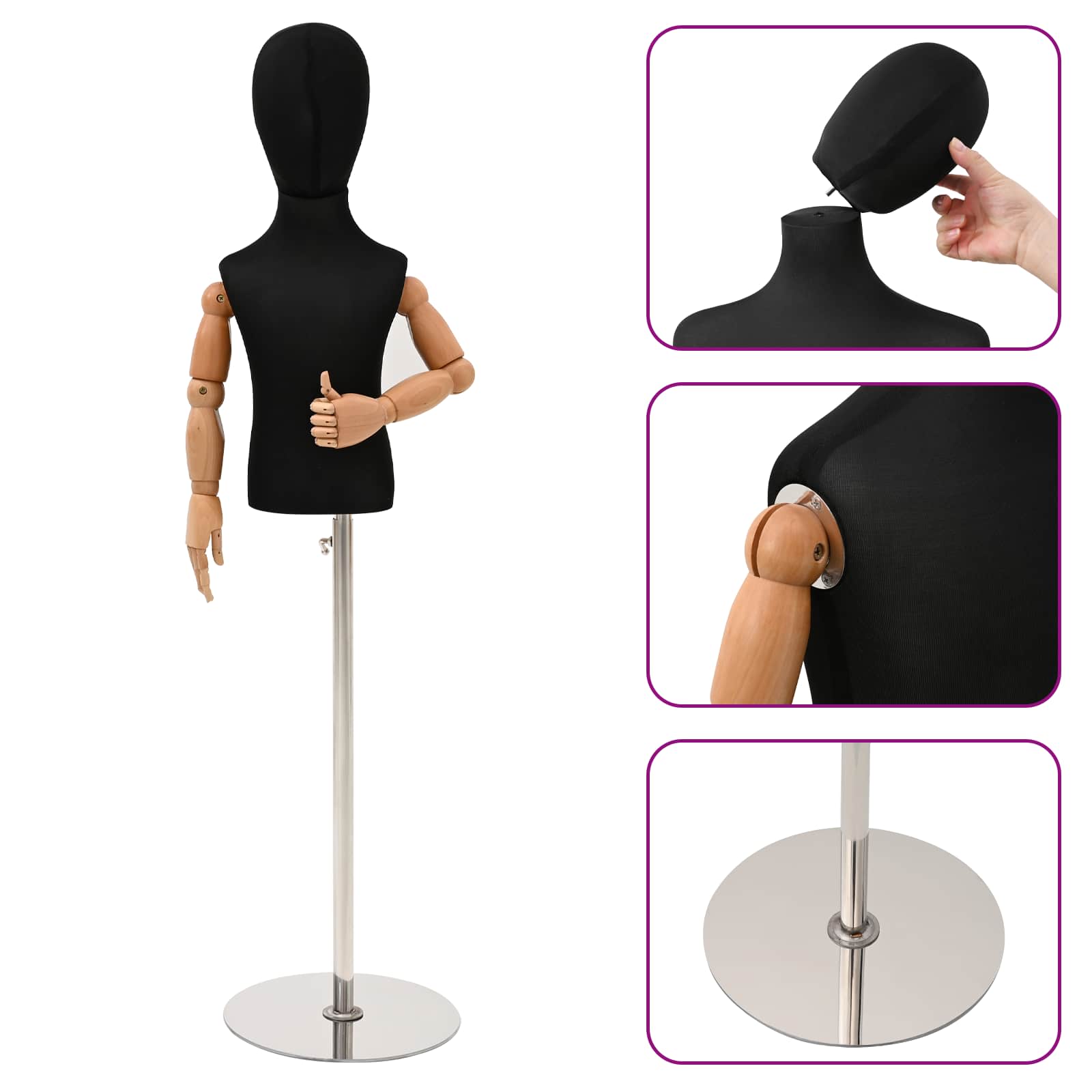 Verstellbares 120-150 cm Mannequin mit Basis Unisex PP Weiß