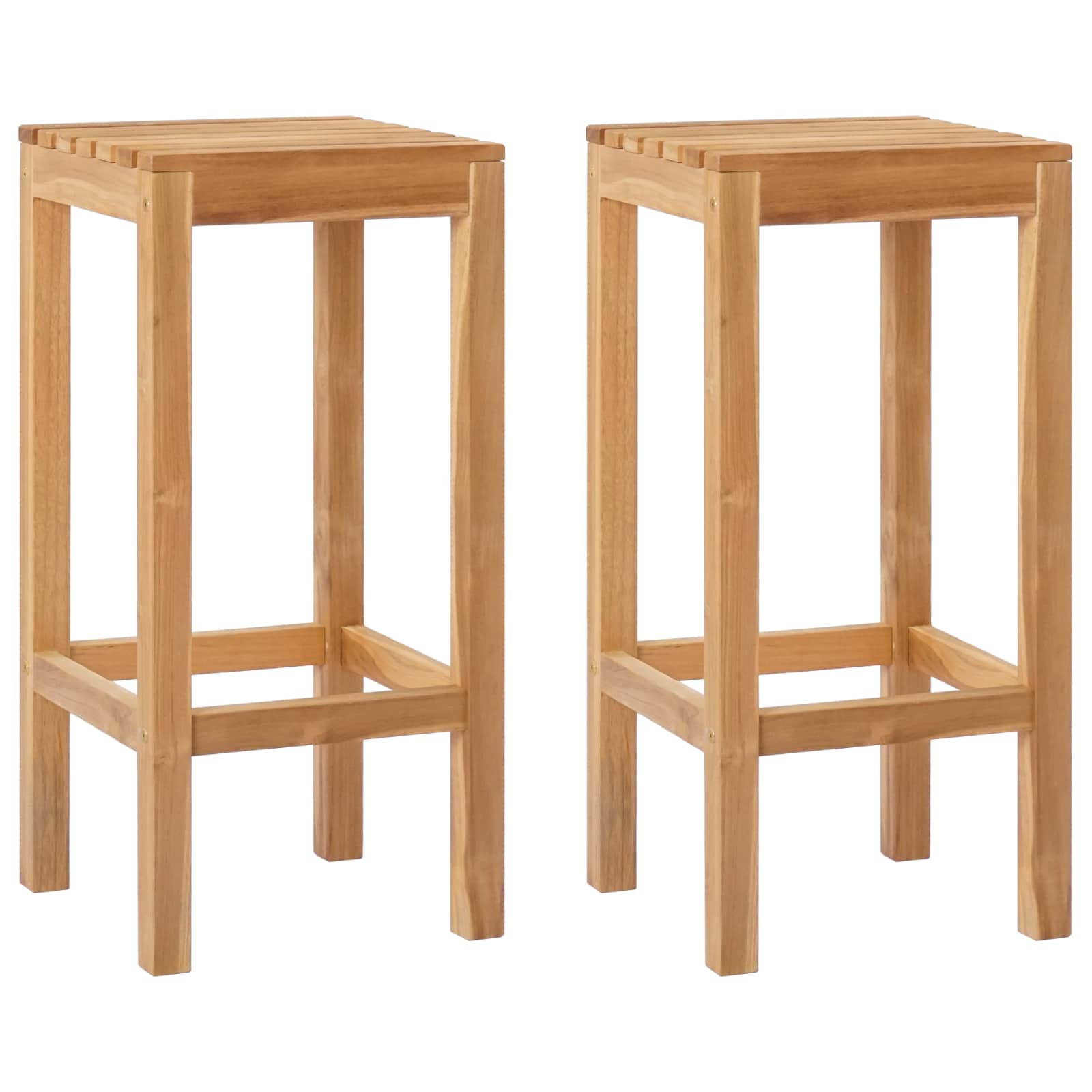 Barhocker 2 pcs Natur Massivholz Teak