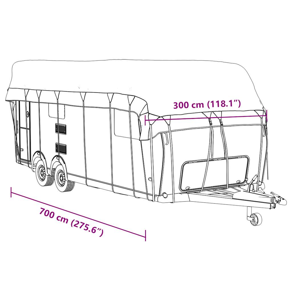 Dachplane für Wohnwagen Grau 500x300 cm Vliesstoff
