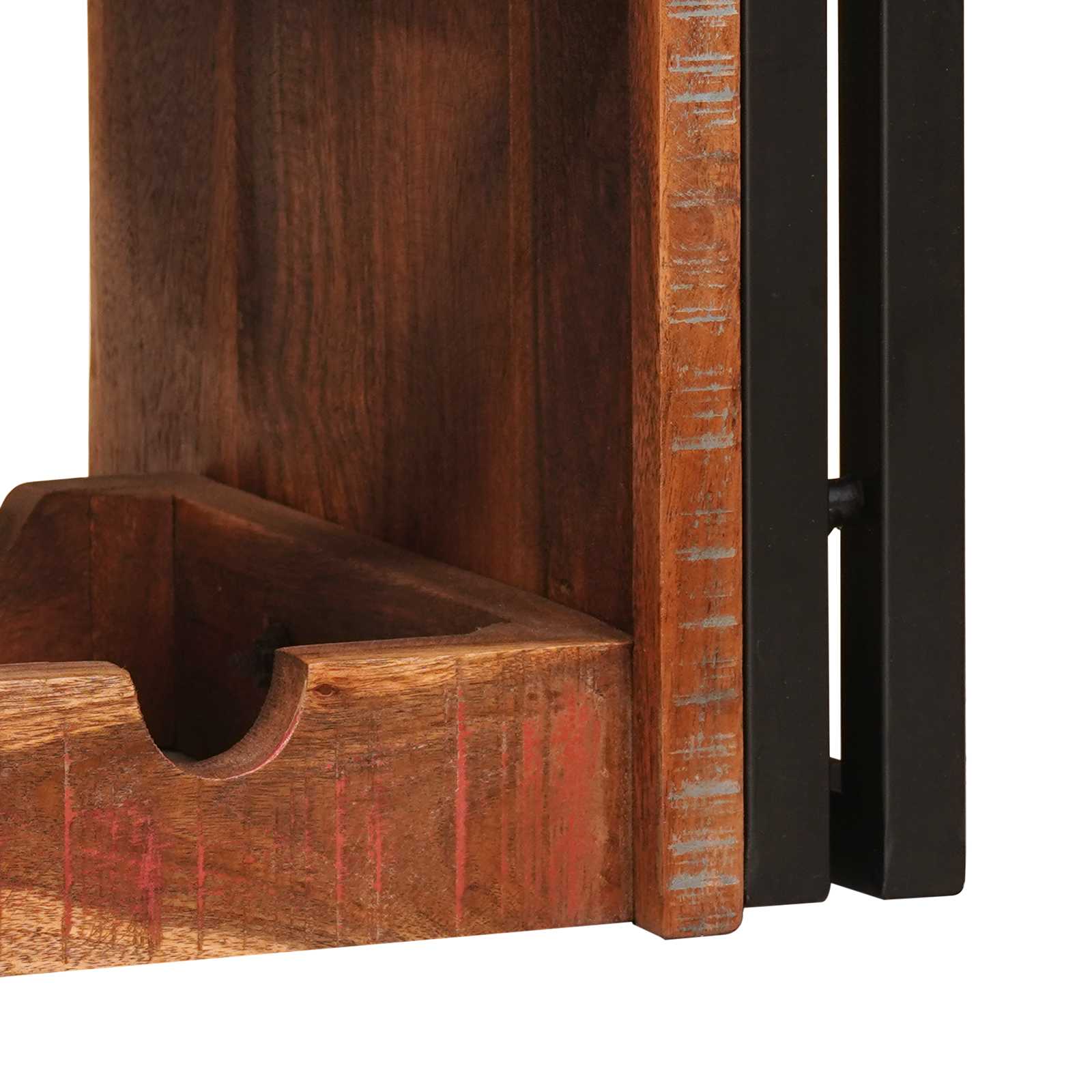 Weinregal Braun 60 x 45 x 33 cm Massives grobes Mangoholz