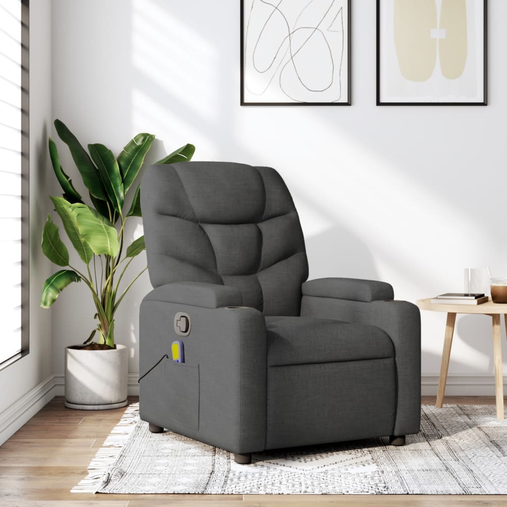 Massage-Relaxsessel, hellgrauer Stoff