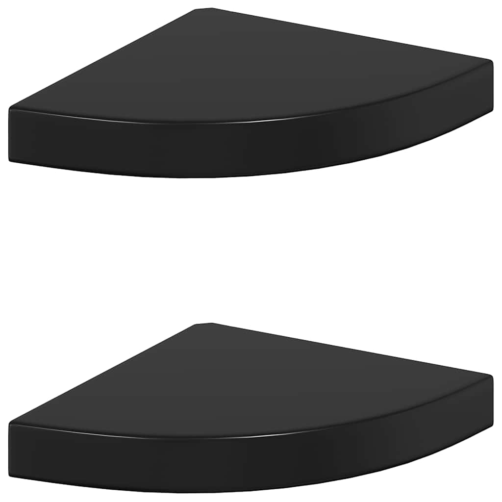 Schwebende Eckregale 2 Stk. Hochglanz-Weiß 25x25x3,8 cm MDF