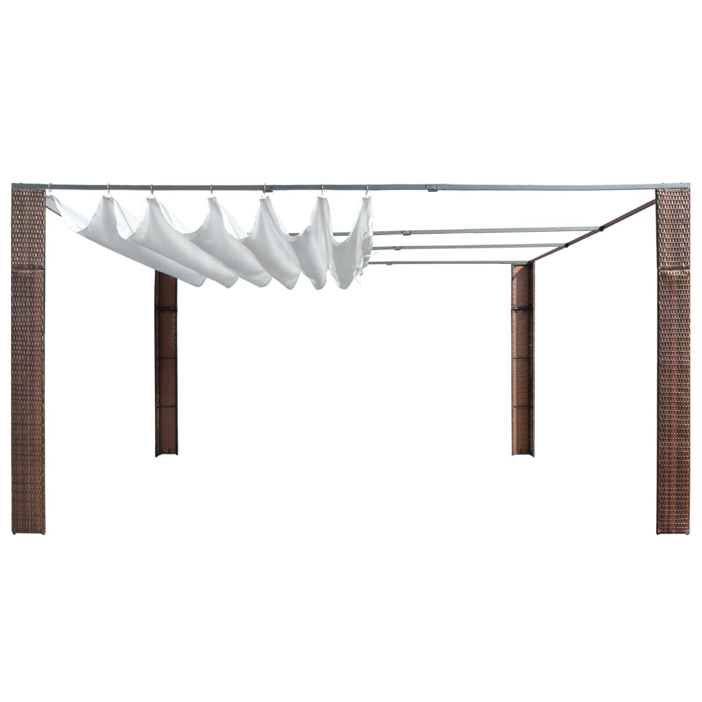 Pavillon mit Dach Poly Rattan 300x300x220 cm Grau und Anthrazit