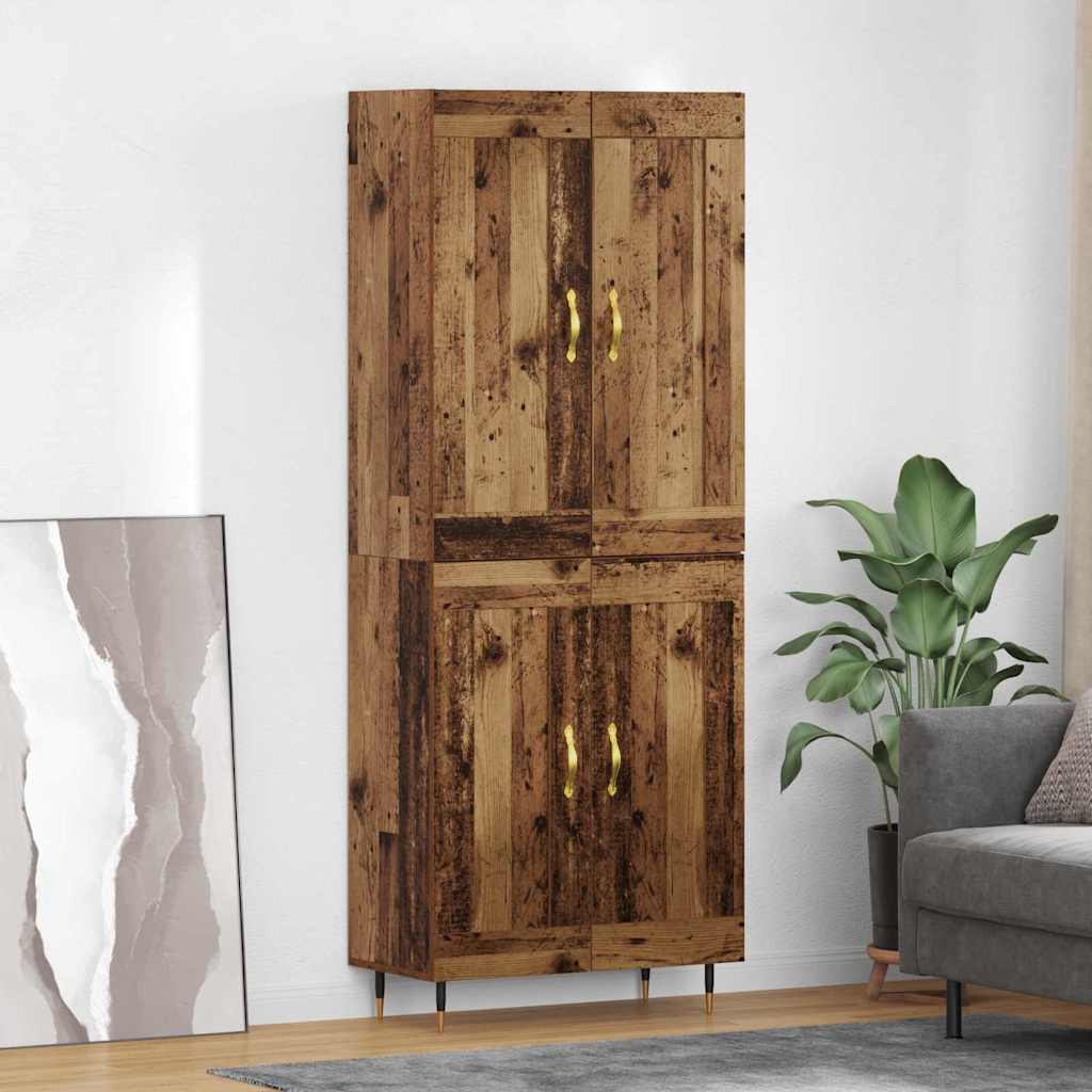 Highboard Betongrau 69,5x34x180 cm Holzwerkstoff