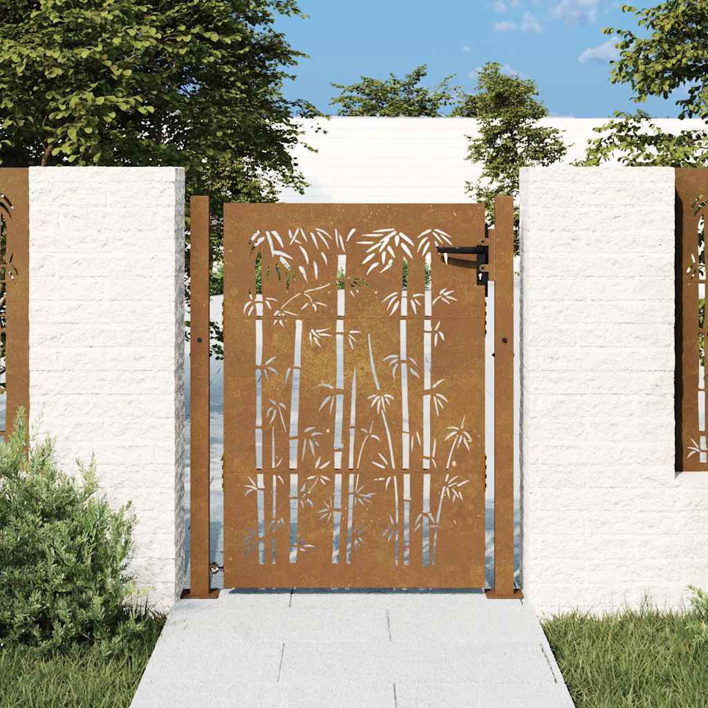 Gartentor 100x75 cm Cortenstahl Bambus-Design