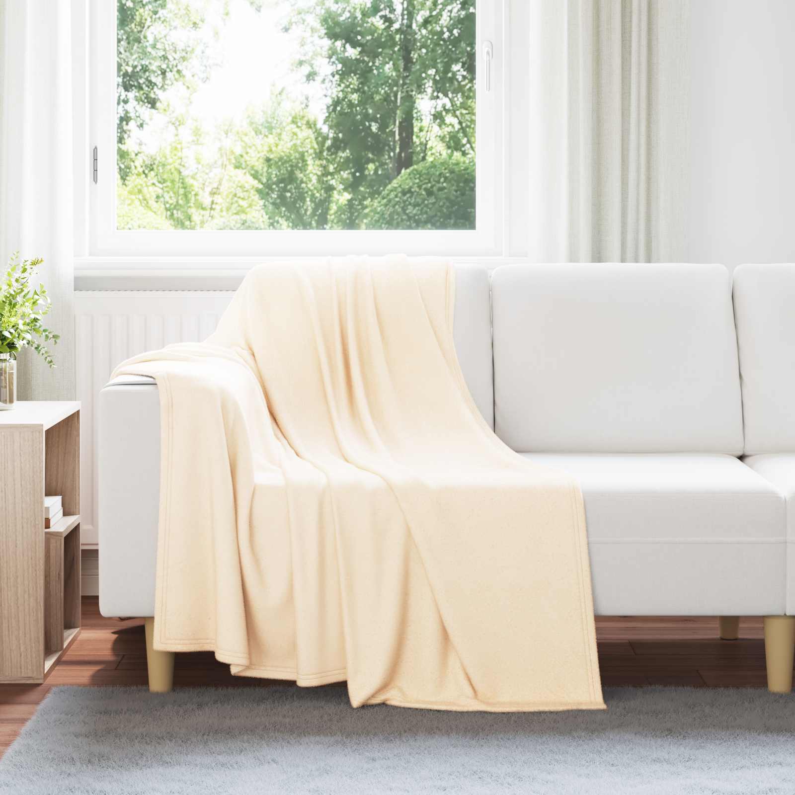 Überwurfdecke Beige 170 x 130 cm Fleece