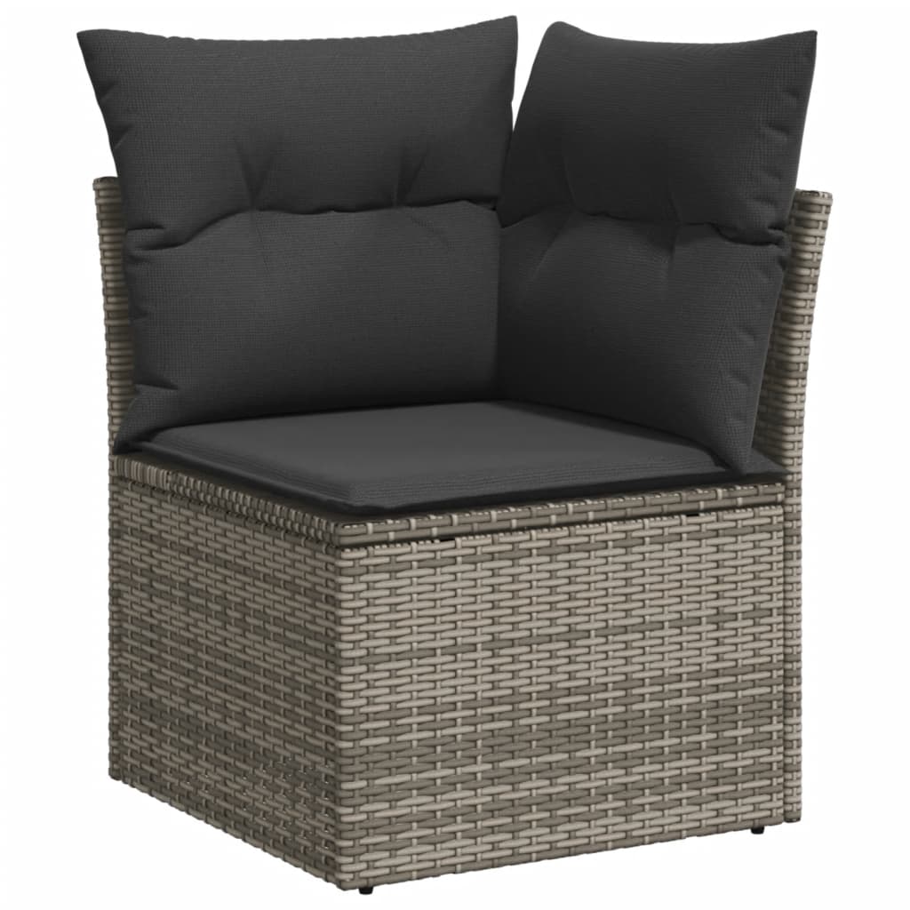 10-tlg. Garten-Sofagarnitur mit Kissen Schwarz Poly Rattan