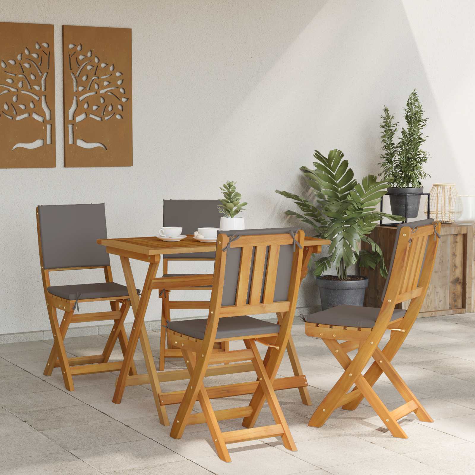 Außen Bistro-Stühle 6 pcs Natur Massivholz Akazie