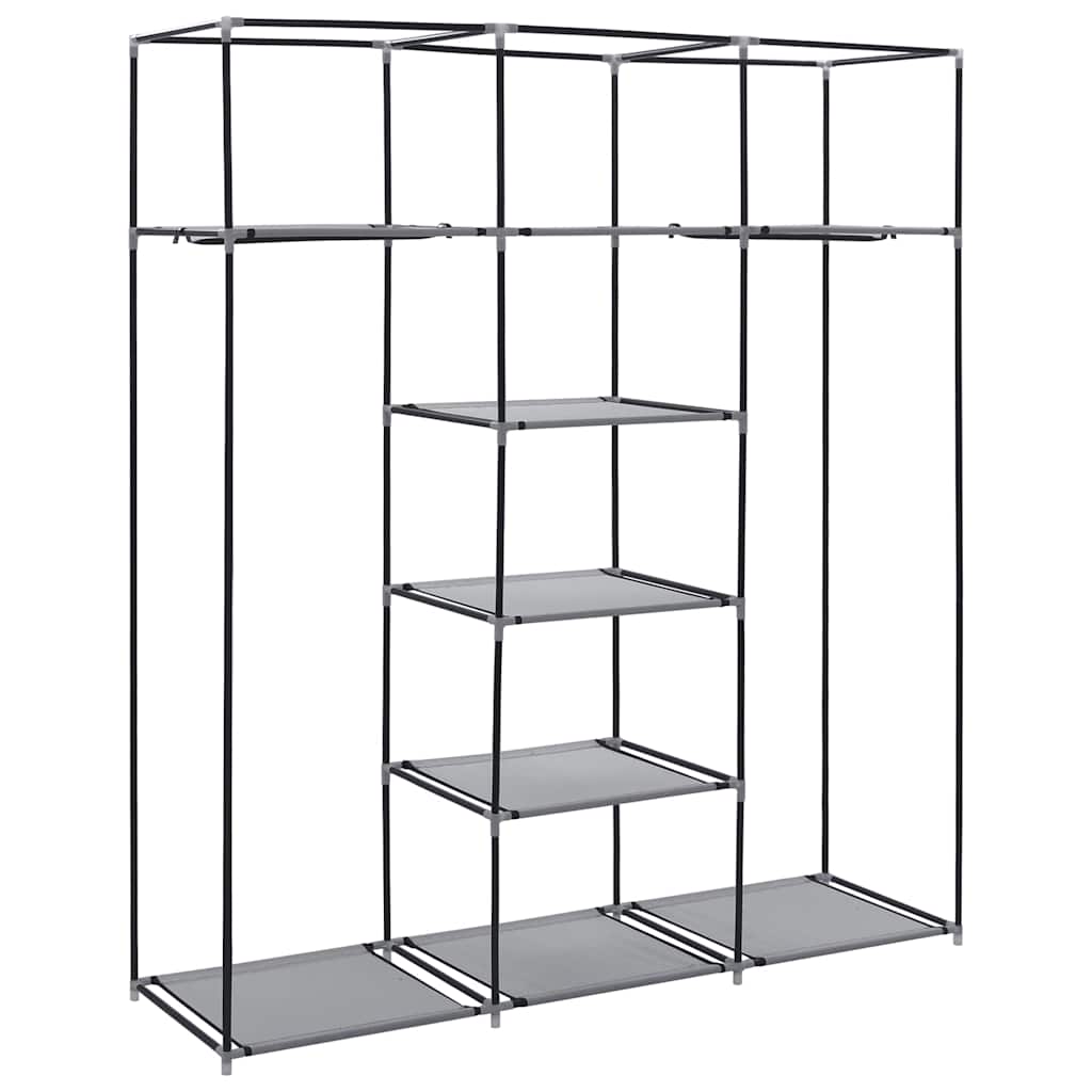 Kleiderschrank mit Fächern Stangen Schwarz 150x45x175cm Stoff