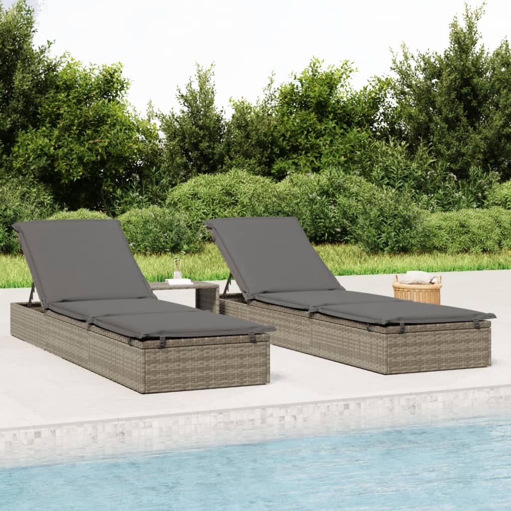 Sonnenliege 1 Stk. mit Tisch Schwarz Poly Rattan