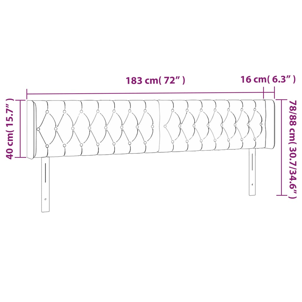 Kopfteil mit Ohren Dunkelblau 93x16x78/88 cm Samt