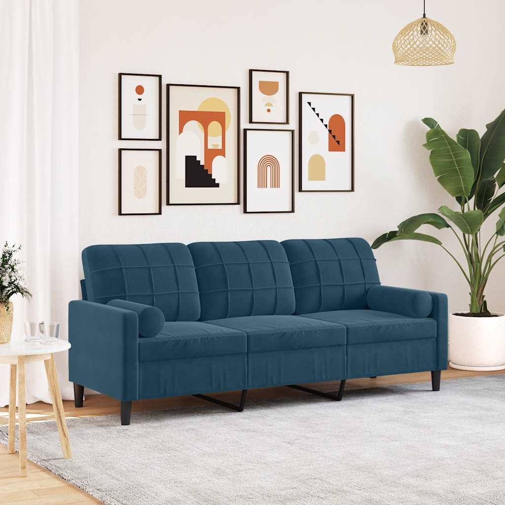 2-Sitzer-Sofa mit Zierkissen Hellgrau 120 cm Samt