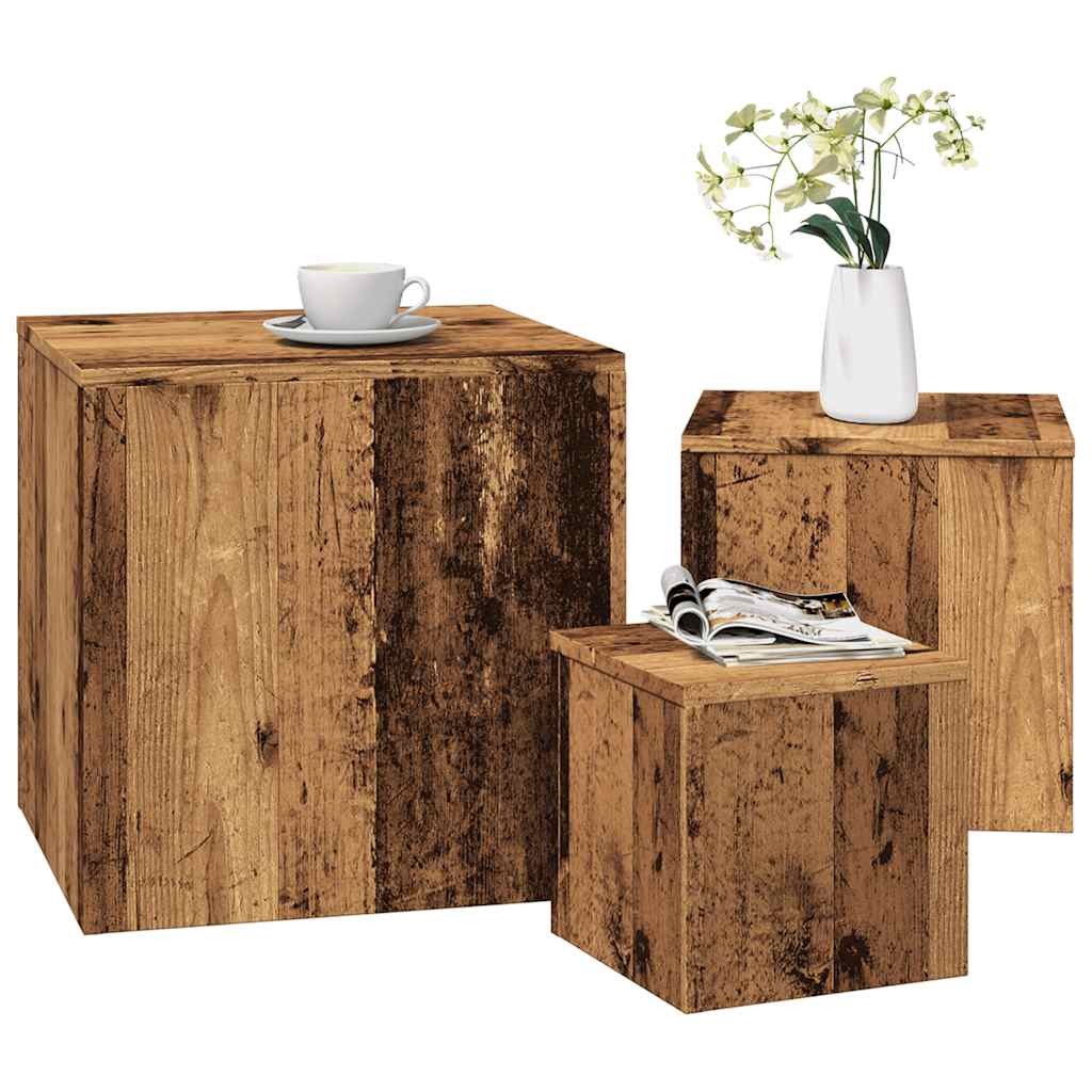 Beistelltische 3 Stk. Weiß Holzwerkstoff