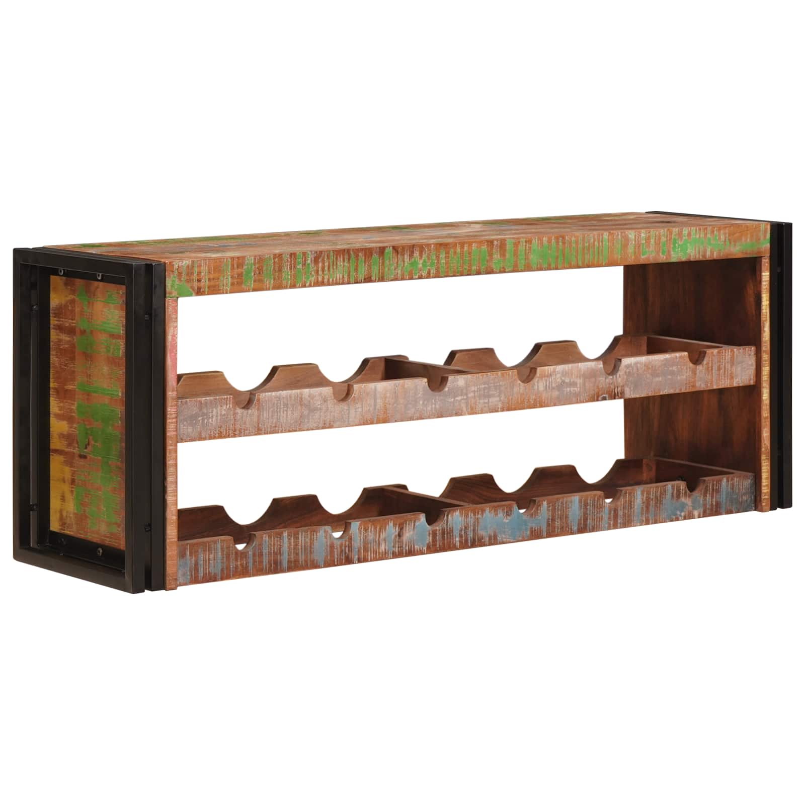 Weinregal Braun 60 x 45 x 33 cm Massives grobes Mangoholz
