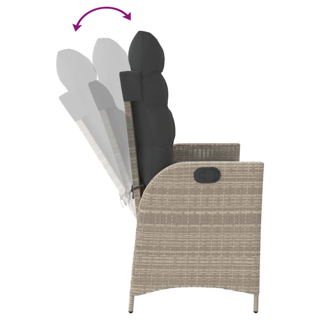 Gartenbank Verstellbar mit Kissen Schwarz Poly Rattan