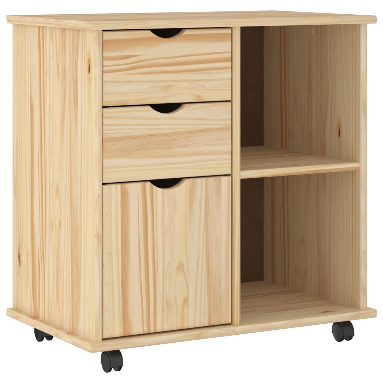 Rollschrank Honigbraun 63,5 x 39 x 65,5 cm Massivholz Kiefer