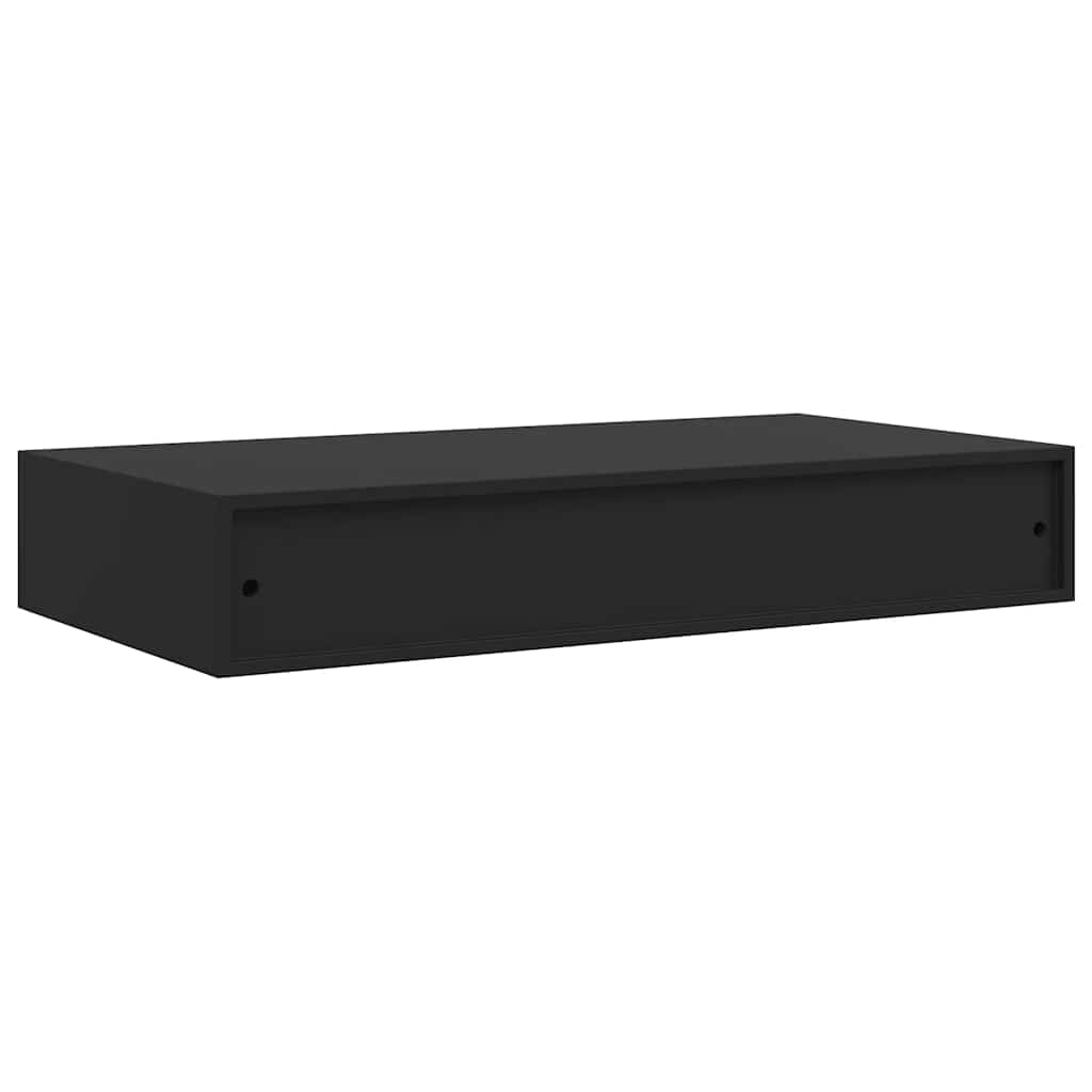Schweberegal mit Schublade Schwarz 48x25x8 cm