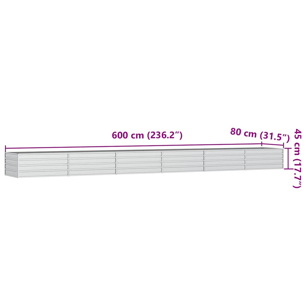 Garten-Hochbeet 160x80x77 cm Verzinkter Stahl Silbern