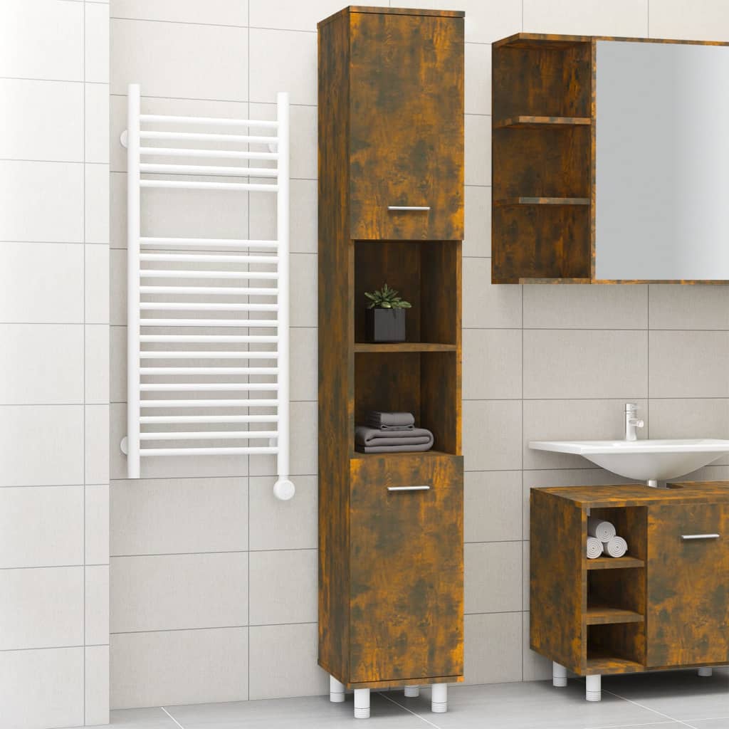 Badezimmerschrank Weiß 30x30x179 cm Holzwerkstoff