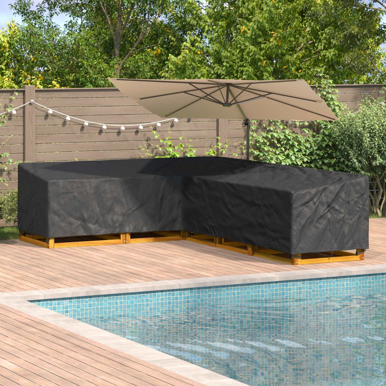 Möbelbezug Schwarz 235 x 235 x 85 cm 210D Oxford Stoff