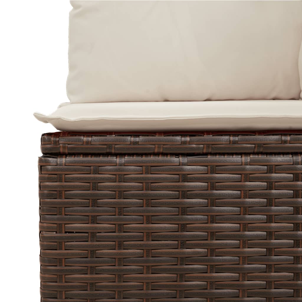 10-tlg. Garten-Sofagarnitur mit Kissen Beige Poly Rattan