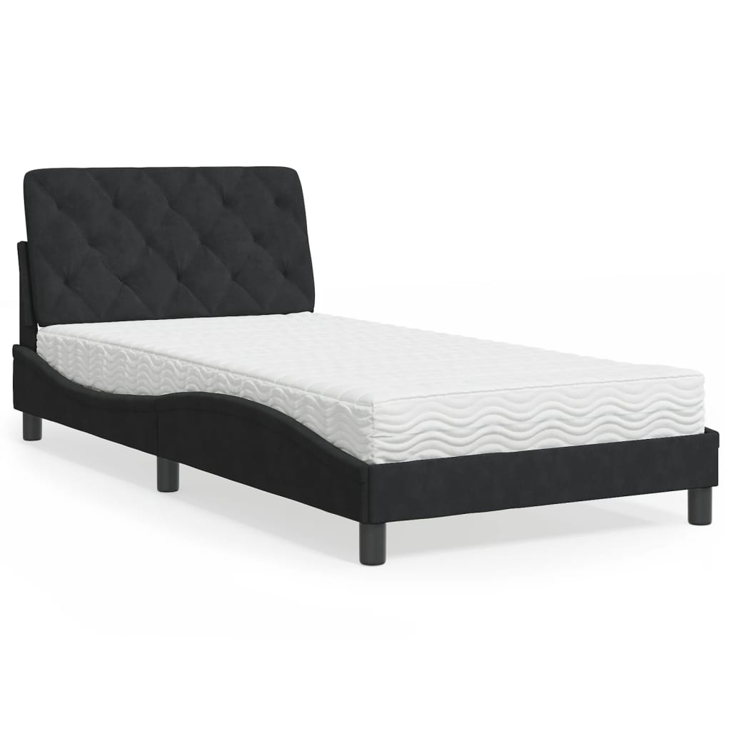 Bett mit Matratze Hellgrau 80x200 cm Samt