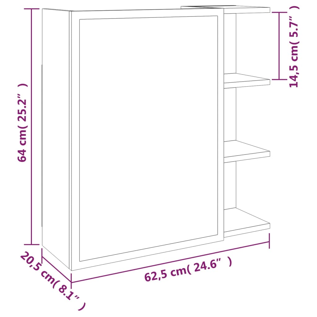 Bad-Spiegelschrank Weiß 62,5x20,5x64 cm Holzwerkstoff