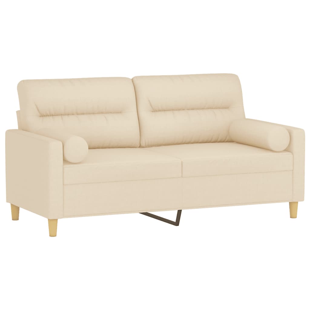2-Sitzer-Sofa mit Zierkissen Braun 120 cm Stoff
