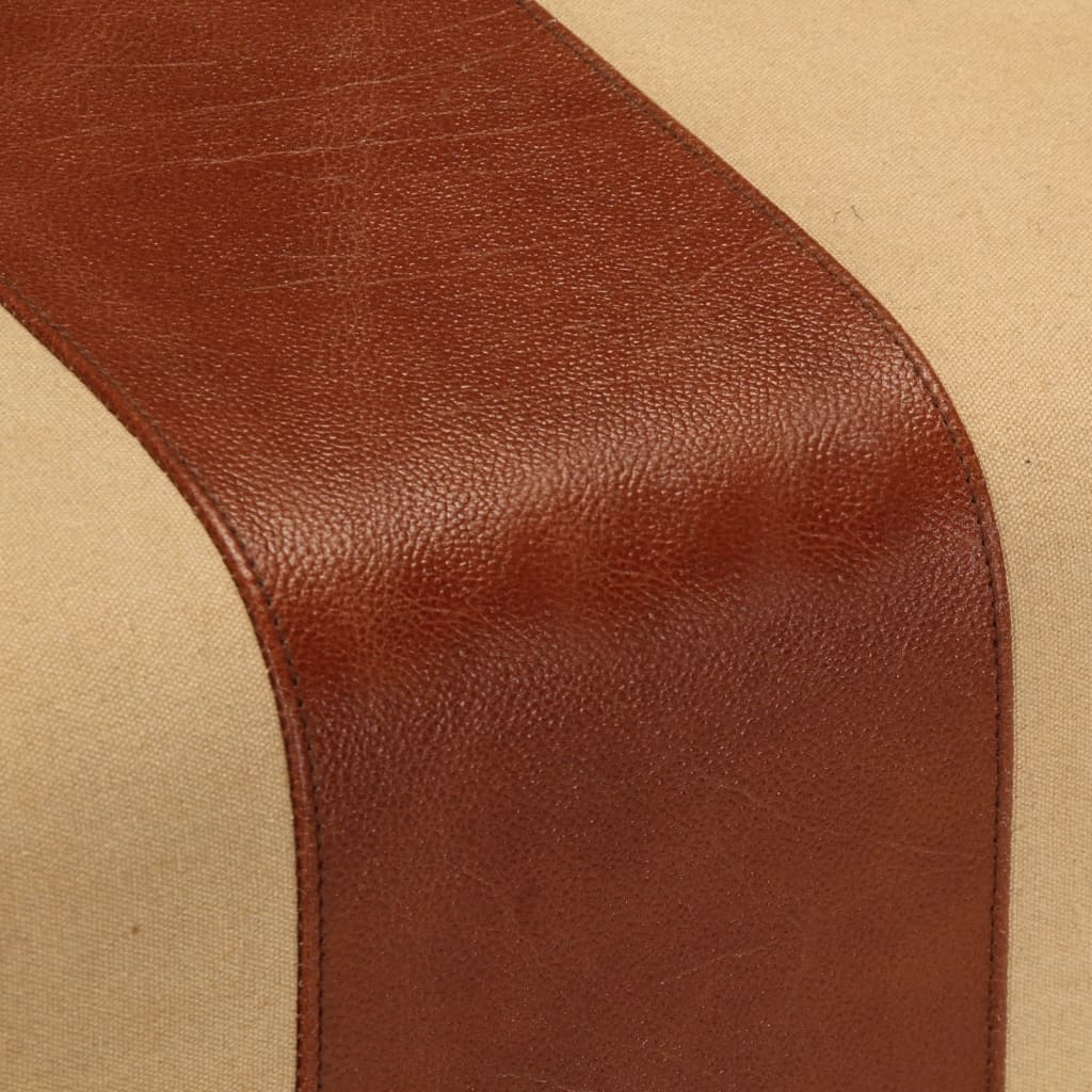 Bank Turnbock-Design 160cm Braun Echtleder Massivholz Akazie