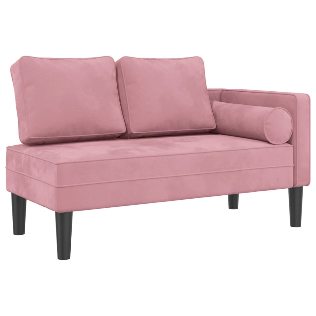 Chaiselongue mit Kissen Blau Samt