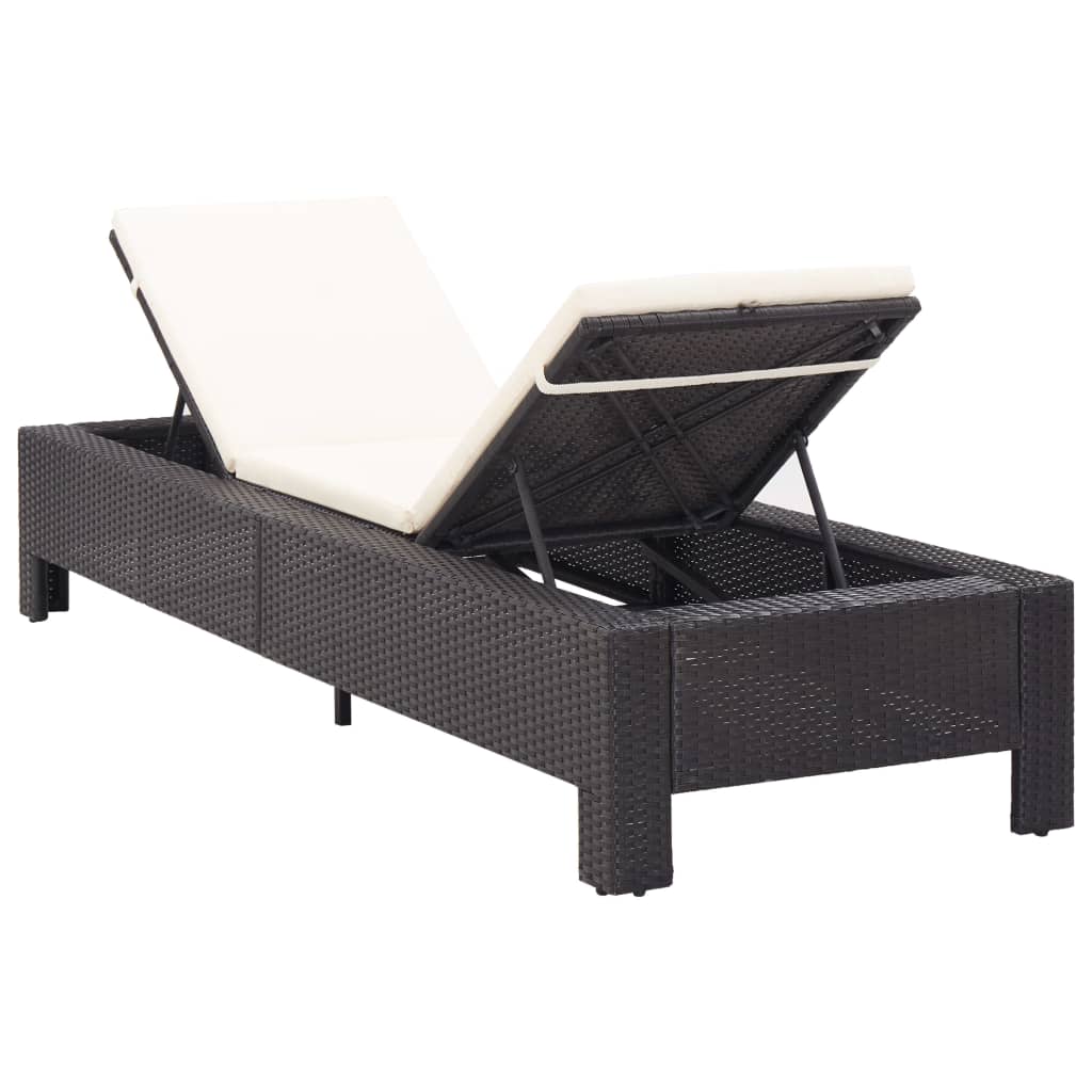 Sonnenliege mit Auflage Grau Poly Rattan