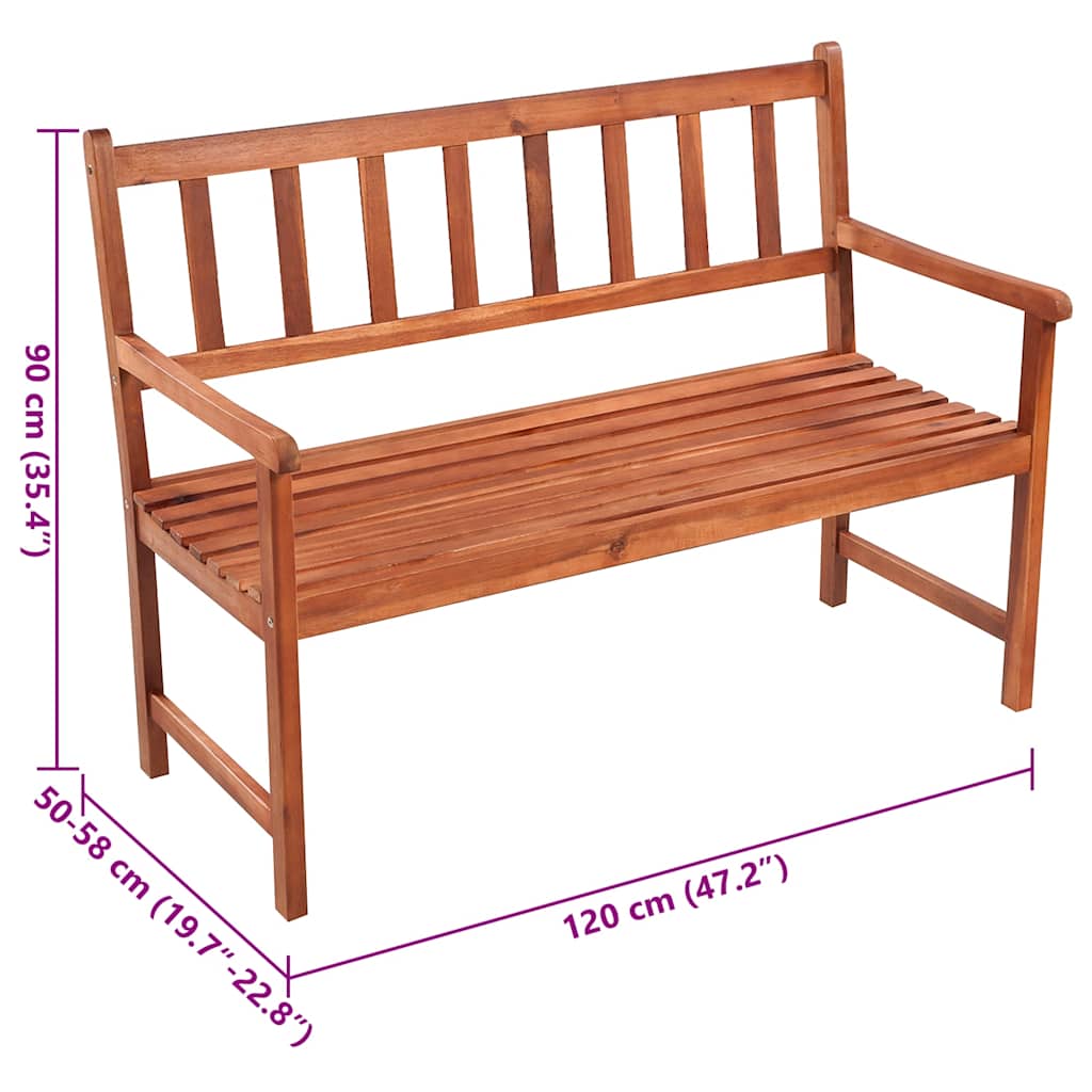 Gartenbank mit Auflage 120 cm Massivholz Akazie