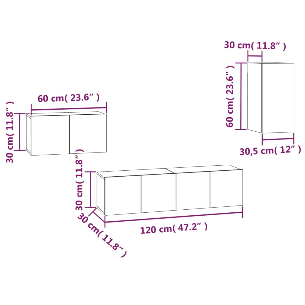 4-tlg. TV-Schrank-Set Sonoma-Eiche Holzwerkstoff