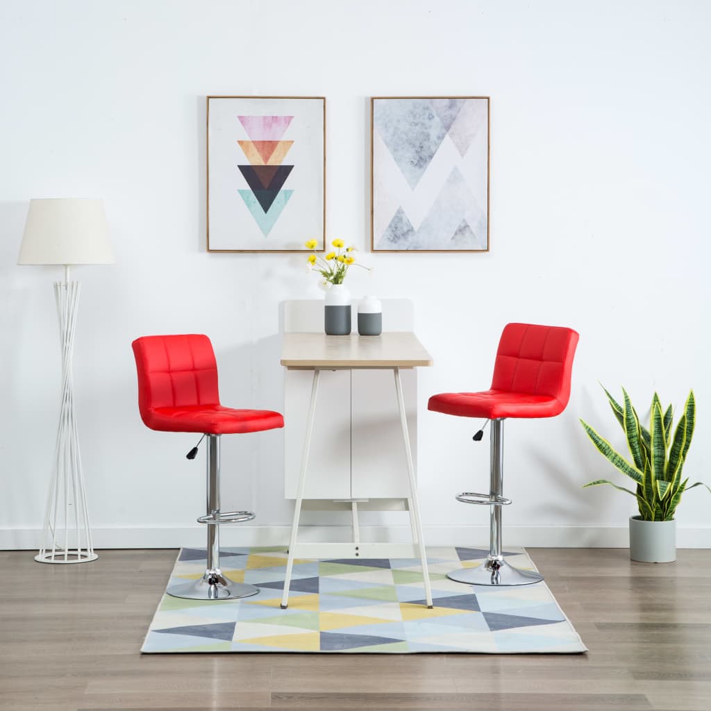Barhocker 2 Stk. Weinrot Kunstleder