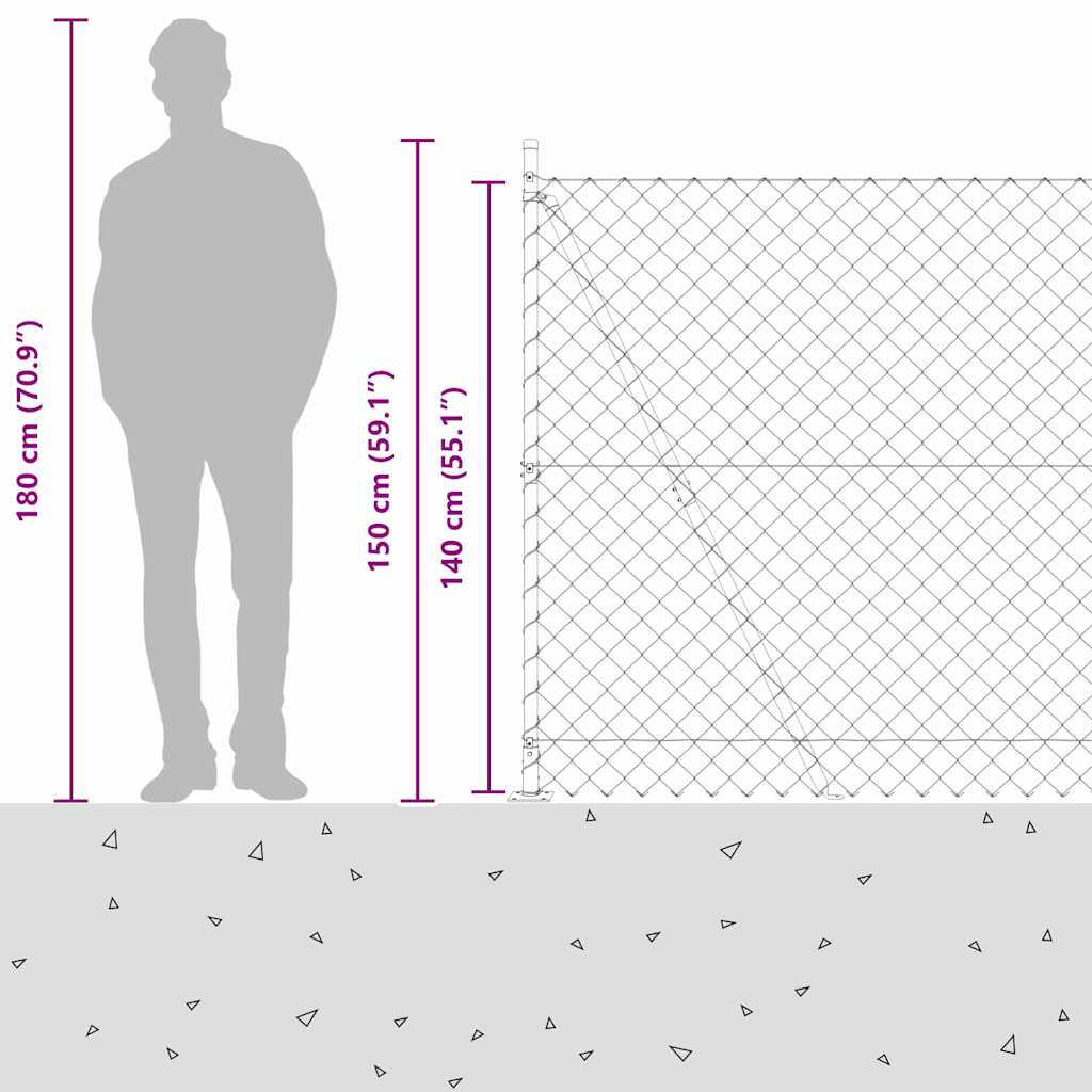 Outdoor Kettenglied-Zaun Erdfixierung 10 x 0,4 m Grün Netz