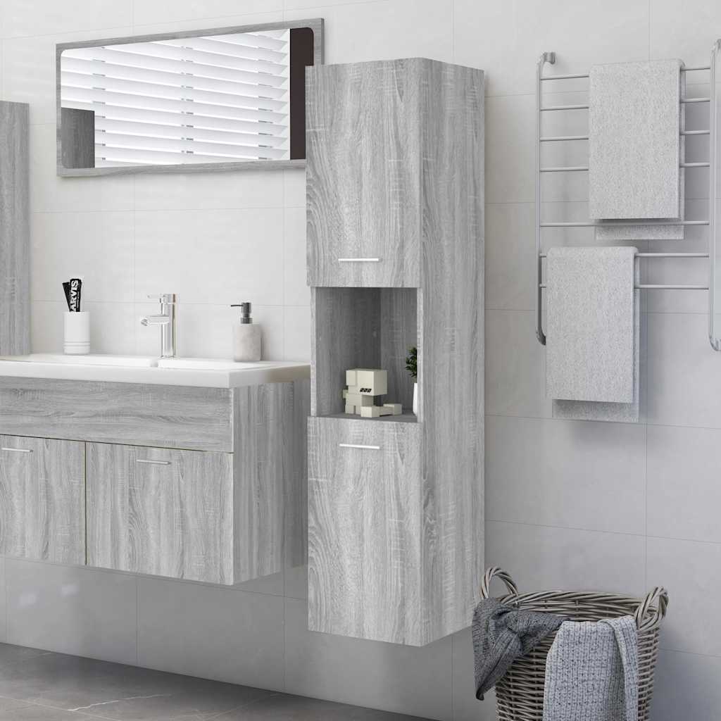 Badezimmerschrank Weiß 30x30x130 cm Holzwerkstoff