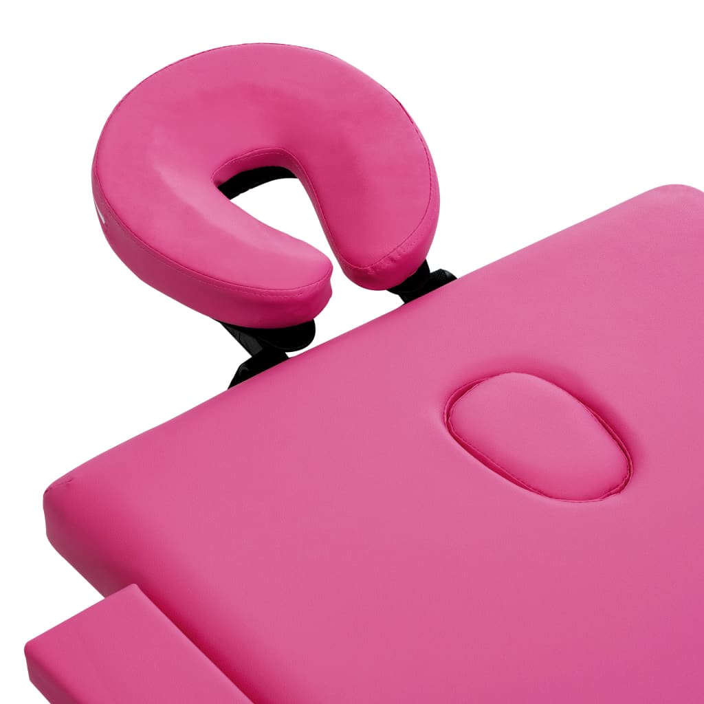 Massageliege Klappbar 4-Zonen mit Holzgestell Rosa