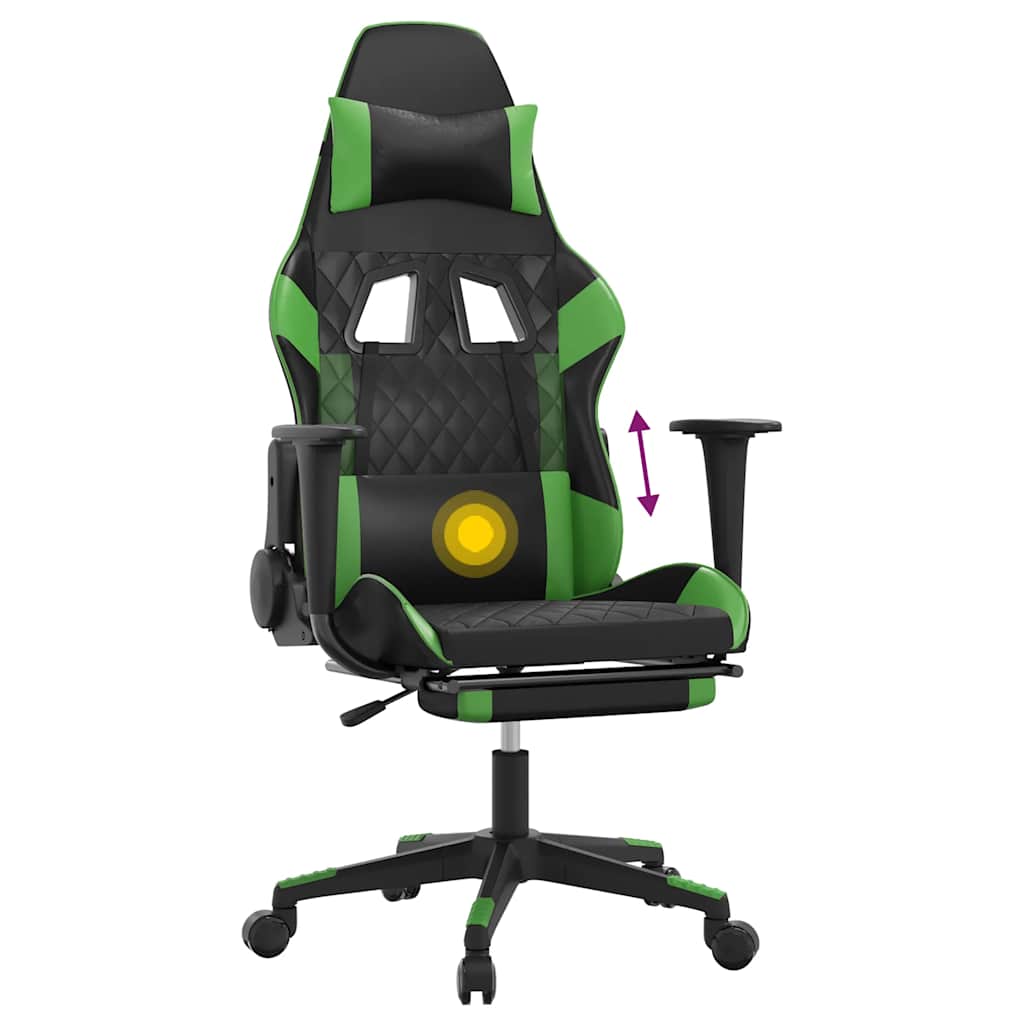 Gaming-Stuhl mit Massagefunktion Schwarz und Blau Kunstleder