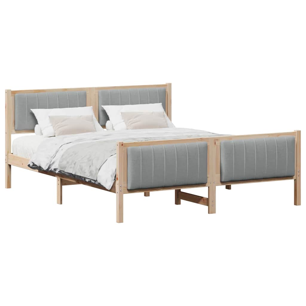 Bettgestell Braun und hellgrau 200 x 200 cm Massivholz Kiefer