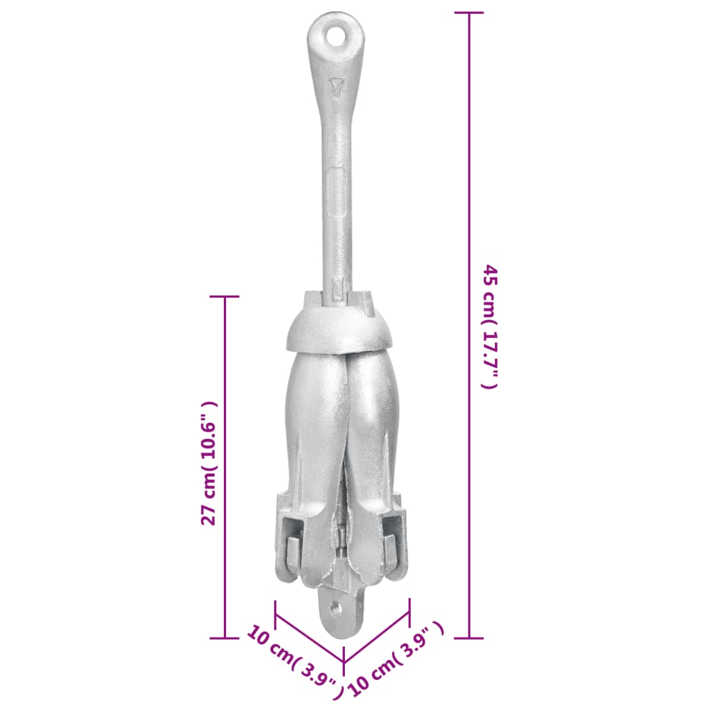 Klappanker Silber 0,7 kg Feuerverzinktes Gusseisen