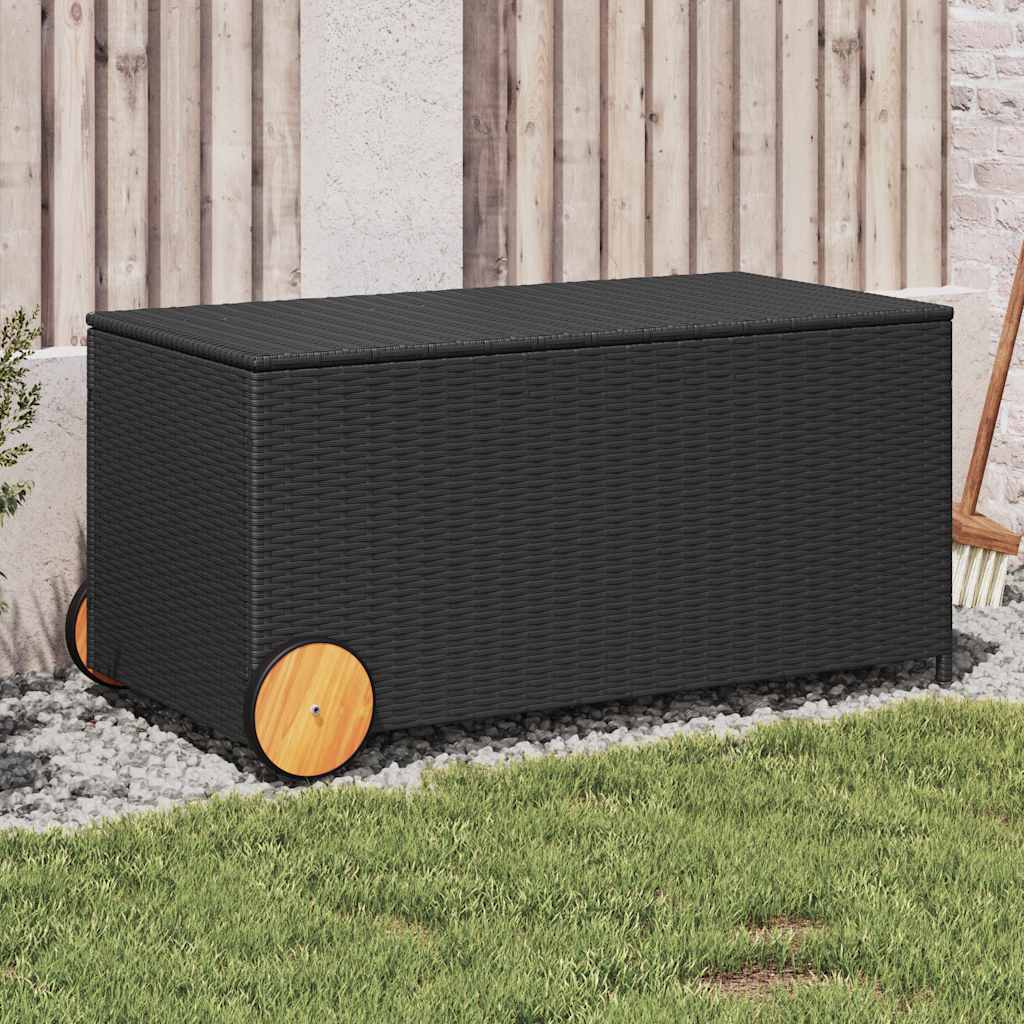 Gartentruhe Schwarz 283L Poly Rattan