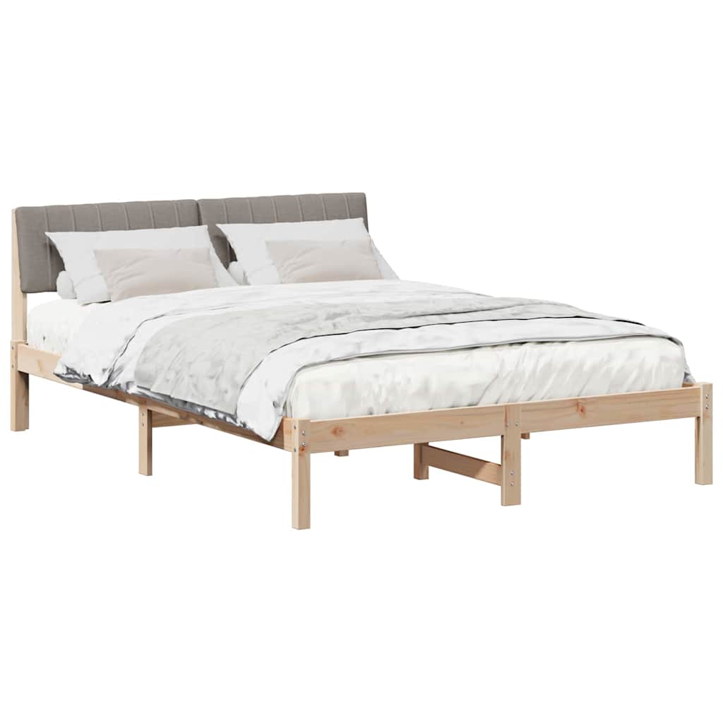 Bettgestell Braun und hellgrau 200 x 200 cm Massivholz Kiefer