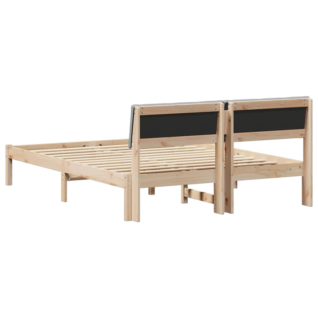 Bettgestell Braun und hellgrau 200 x 200 cm Massivholz Kiefer
