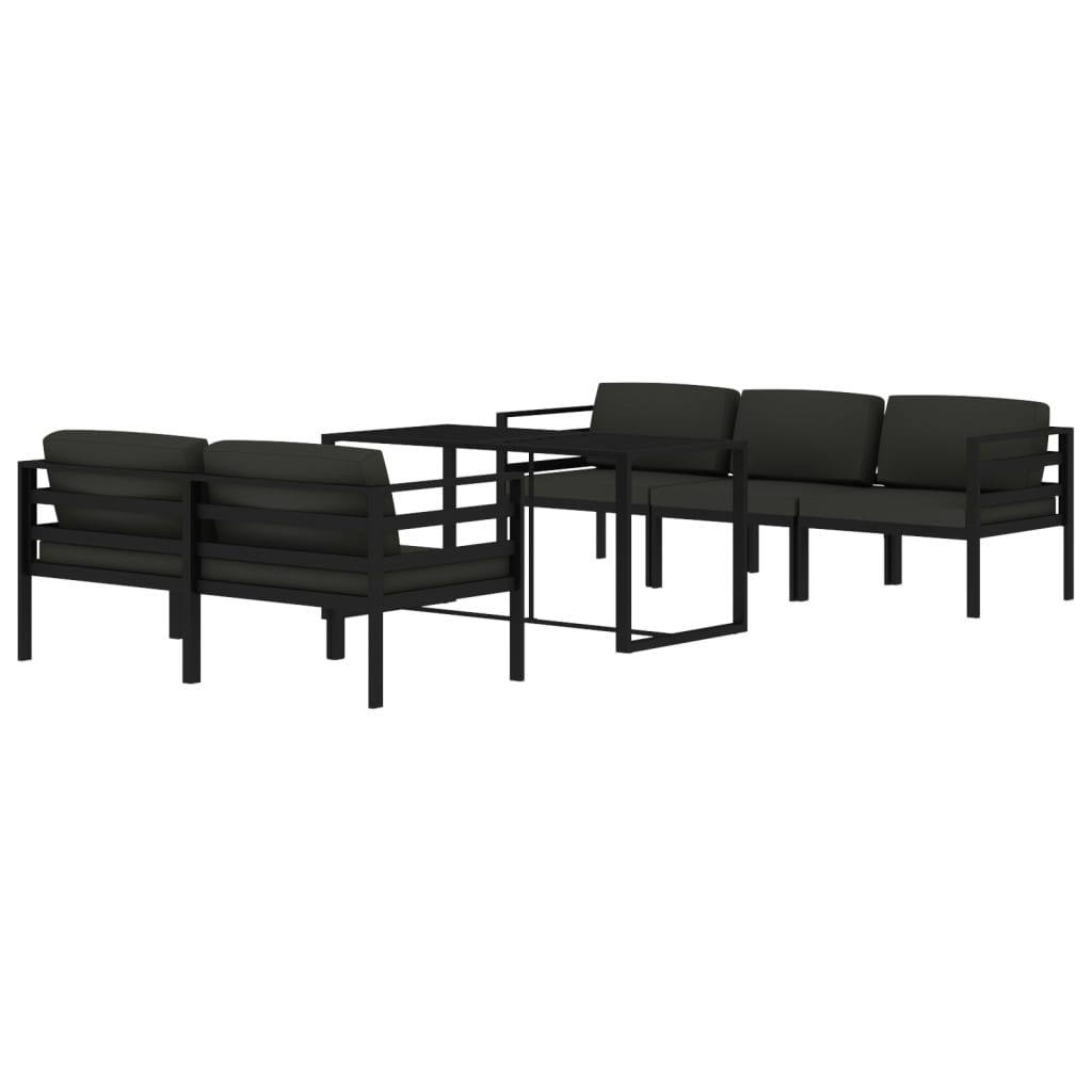 10-tlg. Garten-Lounge-Set mit Kissen Aluminium Anthrazit