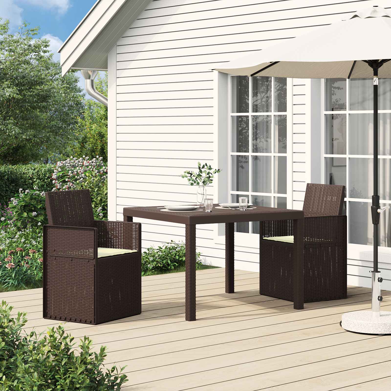 Garten Esszimmerstühle 2 pcs Weiß und Hellgrau PP