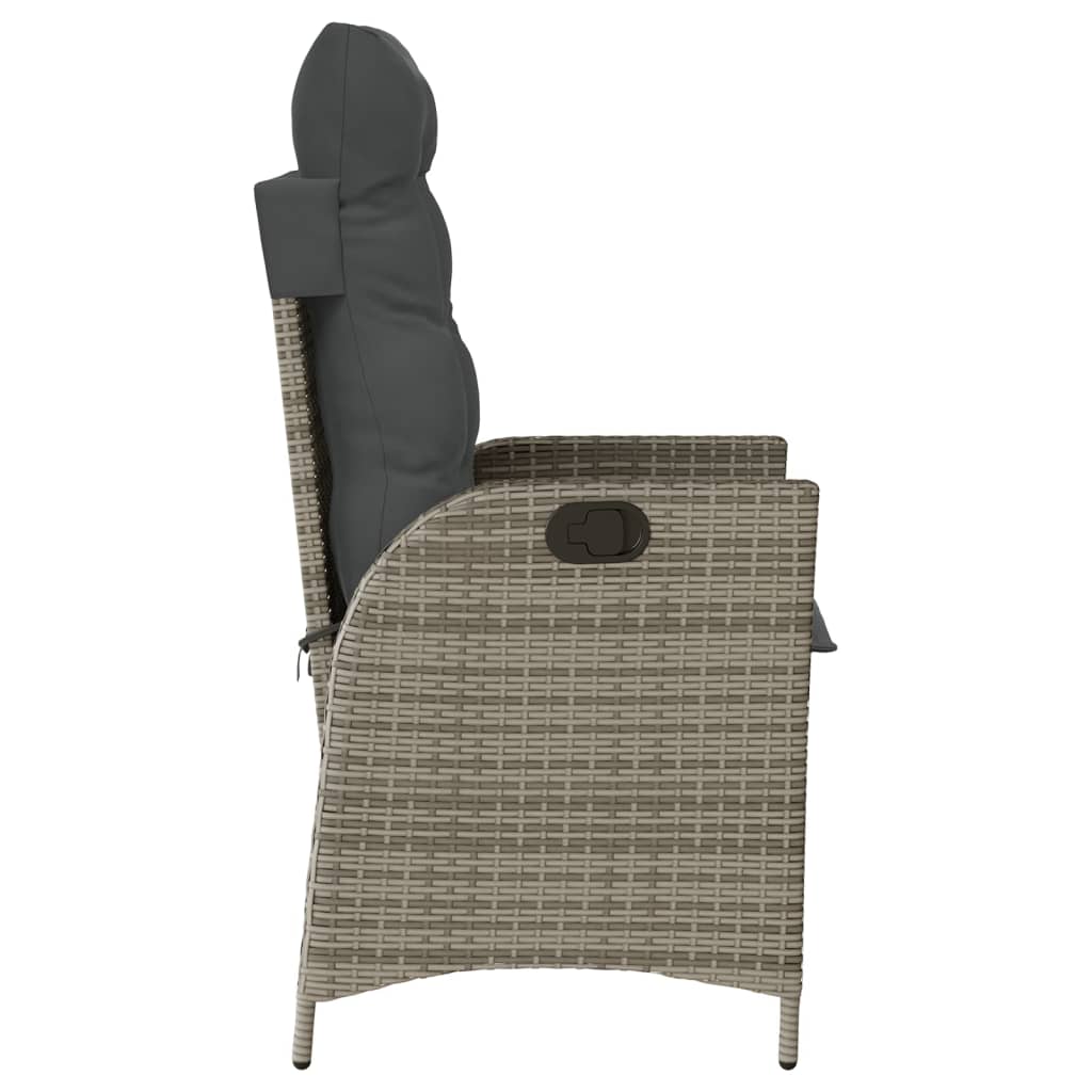 Gartensessel Verstellbar mit Kissen Schwarz Poly Rattan