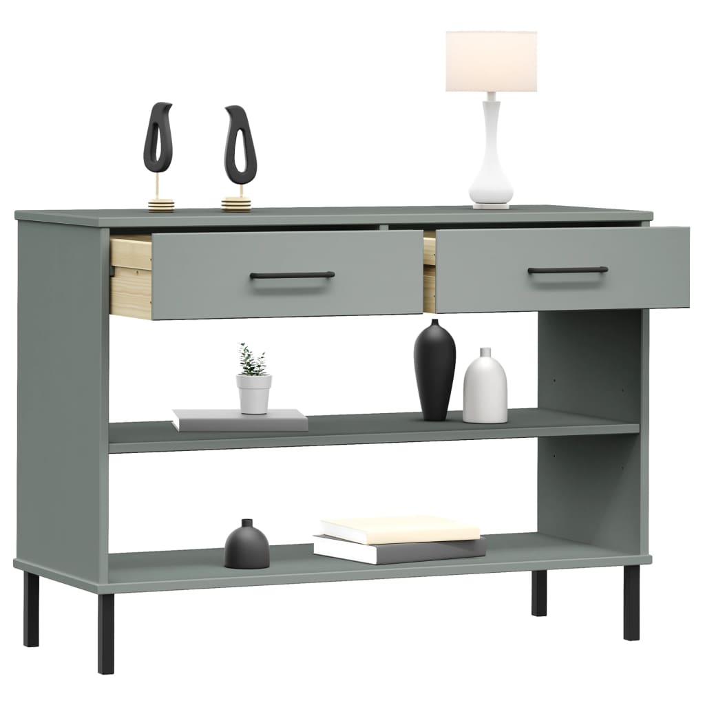 Konsolenschrank OSLO mit Metallbeinen Braun Massivholz Kiefer